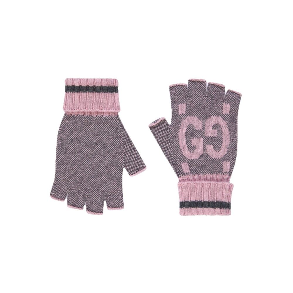 NIB Gucci GG Fingerless Gloves Mittens Pink Size L 100% Cashmere - Picture 2 of 12